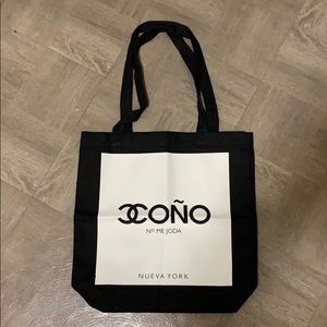 Black Tote Bag with Print